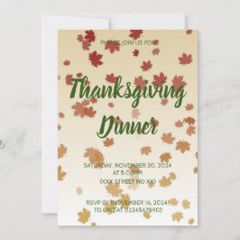 Invitación Cena de Acción de Gracias Hojas de Maple