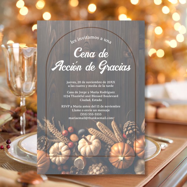Invitación Cena de Acción de Gracias Marrón de Calabazas Espa (Subido por el creador)