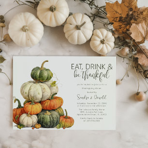 Invitación Cena de Acción de Gracias Minimalista de Calabaza