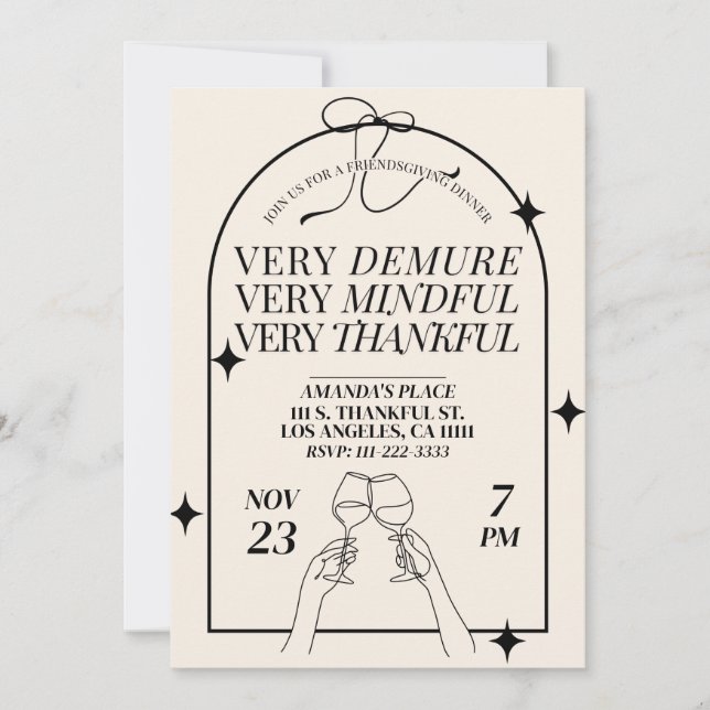 Invitación Cena de Acción de Gracias muy devota (Anverso)
