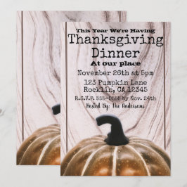 Invitación Cena de Acción de Gracias Otoñal de Calabaza de Ot