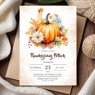 Invitación Cena de Acción de Gracias Otoño Calabaza Rústico