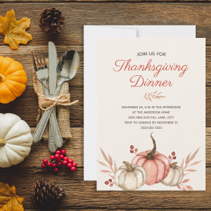 Invitación Cena de Acción de Gracias Otoño Rustico Campo