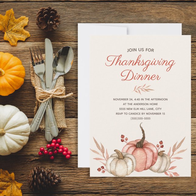 Invitación Cena de Acción de Gracias Otoño Rustico Campo (Rustic Thanksgiving Dinner invitation)