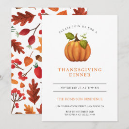 Invitación Cena de Acción de Gracias para la Calabaza de las