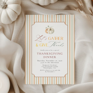 Invitación Cena de Acción de Gracias Preppy Otoño Calabaza Ra