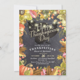 Invitación Cena de Acción de Gracias Pumpkins de Turquía y ho