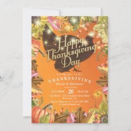 Invitación Cena de Acción de Gracias Pumpkins de Turquía y ho