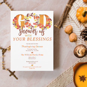 Invitación Cena de Acción de Gracias religiosa cita de la Bib