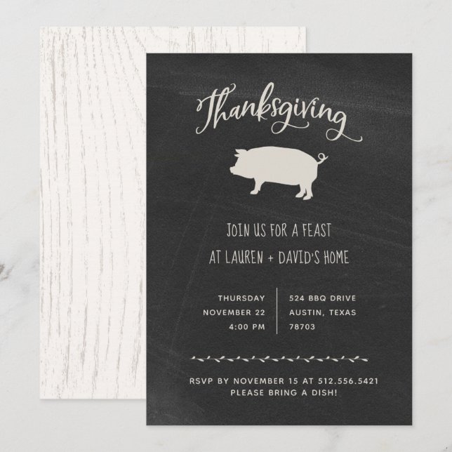 Invitación Cena de Acción de Gracias Rusa de moda (Anverso / Reverso)