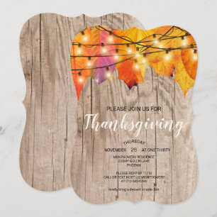 Invitación Cena de Acción de Gracias rusa en otoño arroja luc