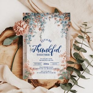 Invitación Cena de Acción de Gracias Rustic Blue Autumn
