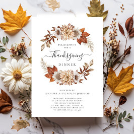 Invitación Cena de Acción de Gracias Rustic Fall