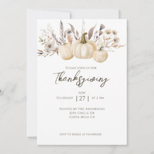 Invitación Cena de Acción de Gracias Rústica Calabaza