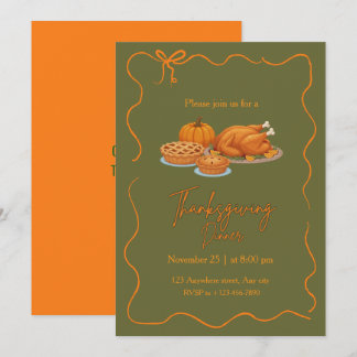 Invitación Cena de Acción de Gracias Simple y Elegante