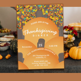 Invitación Cena de Acción de Gracias Terrazzo Pumpkin festivo