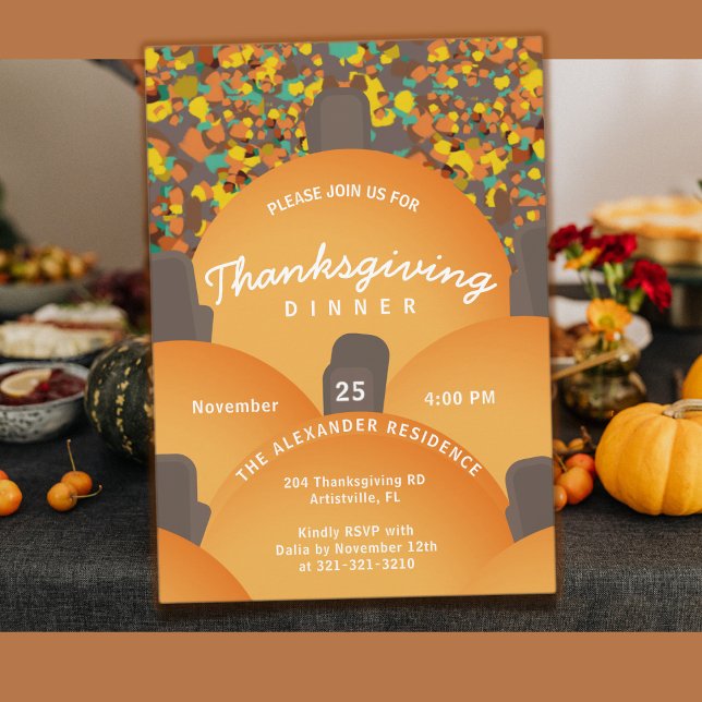 Invitación Cena de Acción de Gracias Terrazzo Pumpkin festivo (Subido por el creador)