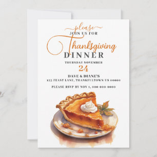 Invitación Cena de Acción de Gracias tradicional de Calabaza