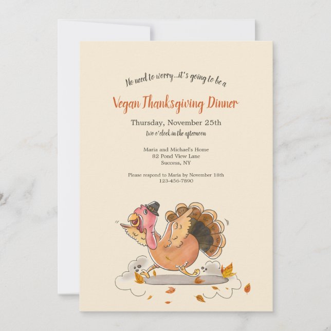 Invitación Cena de Acción de Gracias Vegana (Anverso)