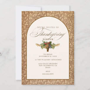 Invitación Cena de Acción de Gracias Vintage Elegante