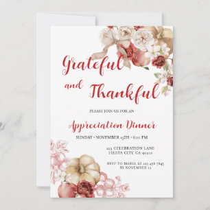 Invitación Cena de Agradecimiento y Gratitud Para Ti