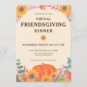 Invitación Cena de amigos de Acción de Gracias de calabaza vi