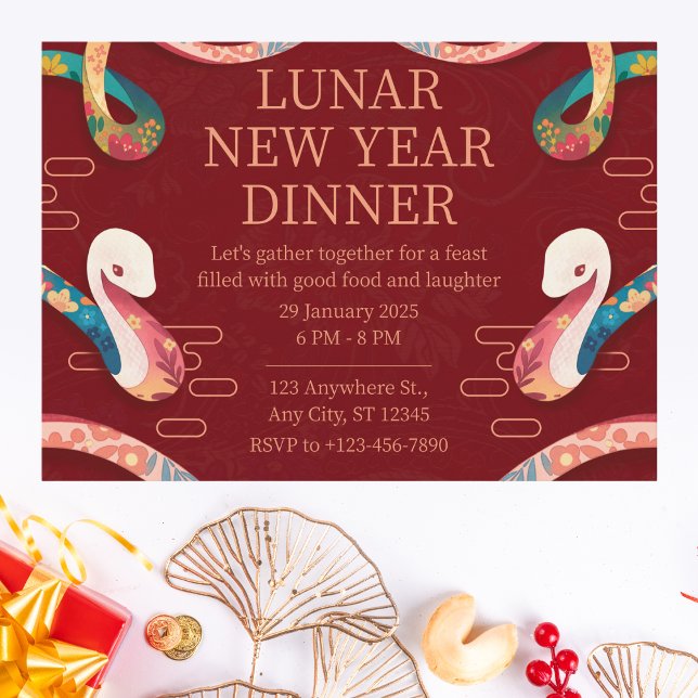 Invitación Cena de Año Nuevo lunar con diseño artístico de se (Subido por el creador)