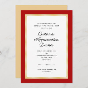 Invitación Cena de Apreciación del Cliente   Rojo y Oro