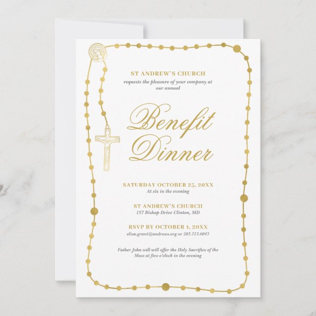 Invitación Cena de beneficios Religiosos (Anverso)