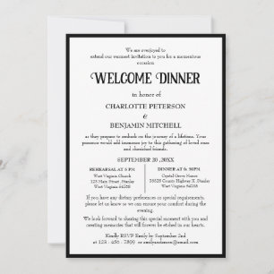 Invitación Cena de bienvenida sencilla para ensayo en blanco