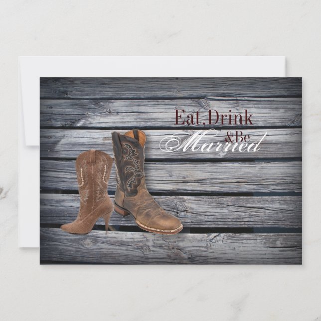 Invitación Cena de boda Barn Wood Western Cowboy (Reverso)