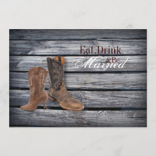 Invitación Cena de boda Barn Wood Western Cowboy