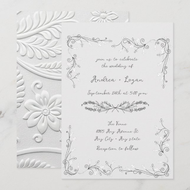 Invitación Cena de Boda Caprichosa (Anverso / Reverso)
