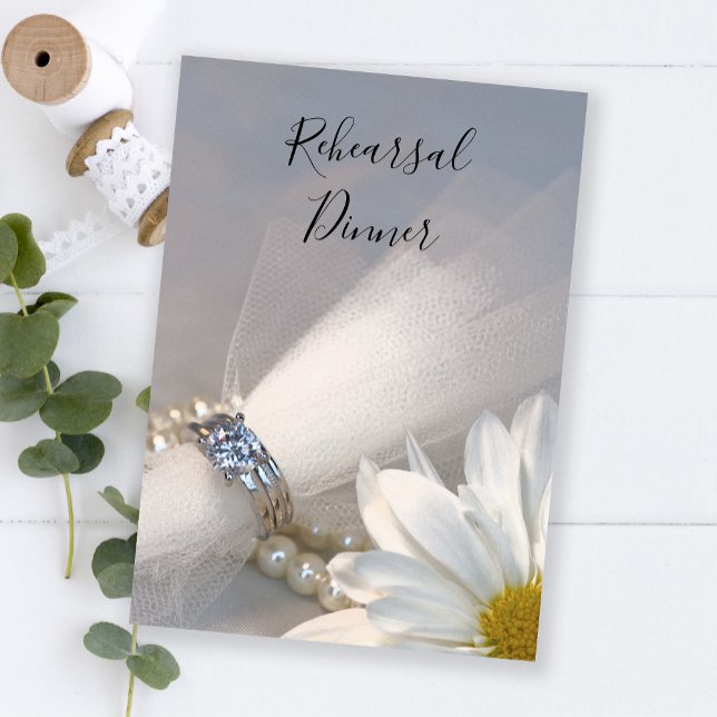 Invitación Cena de Boda con elegancia de margarita blanca (Subido por el creador)
