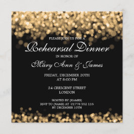 Invitación Cena de Boda con luces de oro