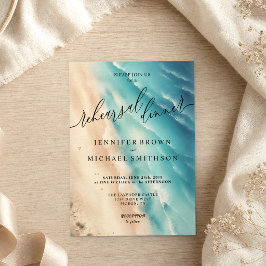 Invitación Cena de boda de acuarela de verano en Ocean Beach