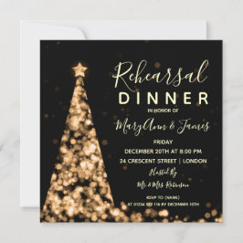 Invitación Cena de Boda de árbol de Navidad dorado