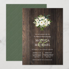 Invitación Cena de Boda de Bouquet de madera blanca