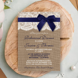 Invitación Cena de Boda de cinta azul de la Marina Rusa