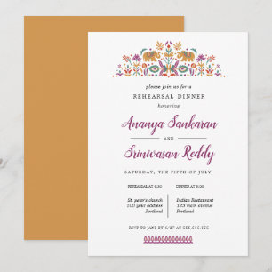 Invitación Cena de boda de Elefantes de Flor de la India