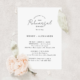 Invitación Cena de Boda de escritura blanca moderna