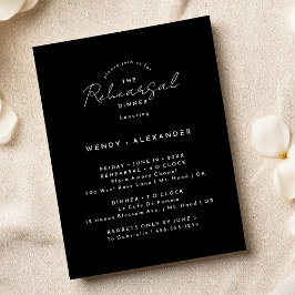 Invitación Cena de Boda de escritura moderna y negra