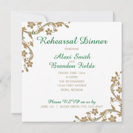 Invitación Cena de Boda de Esmeralda y Oro