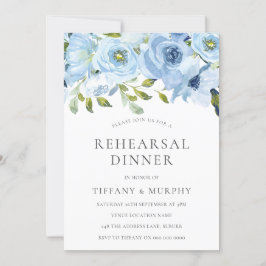 Invitación Cena de Boda de flores azules del cielo