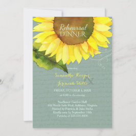 Invitación Cena de Boda de girasol de jade gris