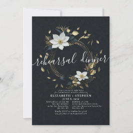 Invitación Cena de Boda de guirnaldas florales de oro blanco