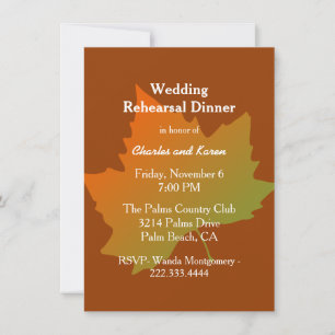 Invitación Cena de Boda de hojas de otoño