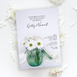 Invitación Cena de Boda de Jar Azul de White Daisies