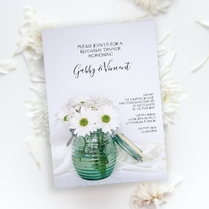 Invitación Cena de Boda de Jar Azul de White Daisies