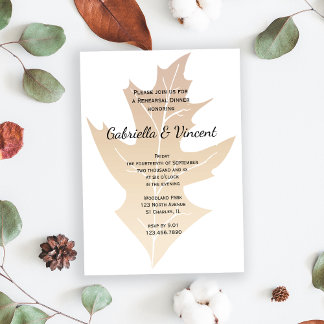 Invitación Cena de Boda de la hoja de roble otoño
